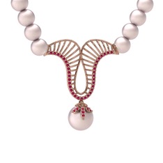 Pembe inci ve rodolit garnet 18 ayar rose altın kolye