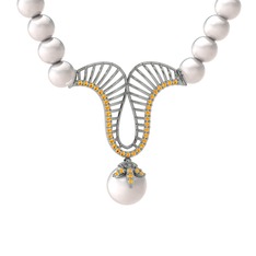 Norah İnci Kolye - Inci ve sitrin 925 ayar gümüş kolye #1mm1kws