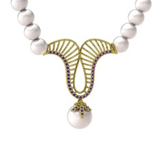 Norah İnci Kolye - Inci ve ametist 18 ayar altın kolye #1pjel5o