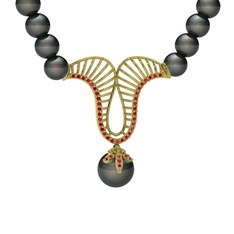 Norah İnci Kolye - Siyah inci ve garnet 925 ayar altın kaplama gümüş kolye #1v7llhl