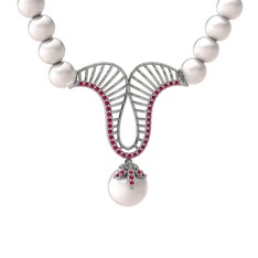 Inci ve rodolit garnet 8 ayar beyaz altın kolye