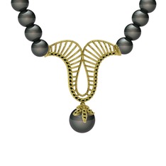Norah İnci Kolye - Siyah inci ve peridot 8 ayar altın kolye #a02xid