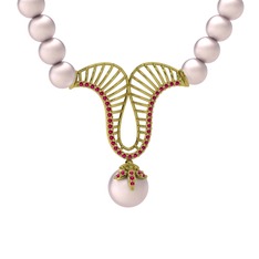 Pembe inci ve rodolit garnet 18 ayar altın kolye