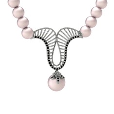 Pembe inci ve siyah zirkon 925 ayar gümüş kolye