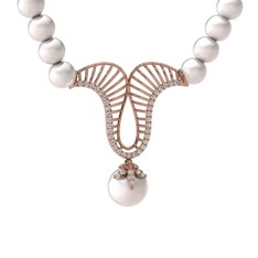 Norah İnci Kolye - Inci ve swarovski 8 ayar rose altın kolye #f0rl3d