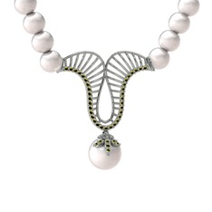 Inci ve peridot 8 ayar beyaz altın kolye