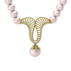 Norah İnci Kolye - Pembe inci ve swarovski 18 ayar altın kolye #i8omab