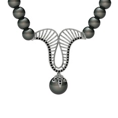Norah İnci Kolye - Siyah inci ve siyah zirkon 925 ayar gümüş kolye #kvrc69