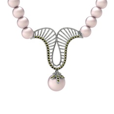 Pembe inci ve peridot 925 ayar gümüş kolye