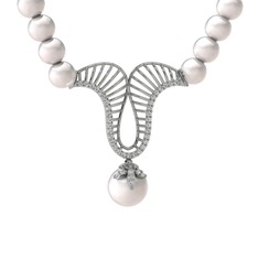 Norah İnci Kolye - Inci ve beyaz zirkon 18 ayar beyaz altın kolye #mxtaz