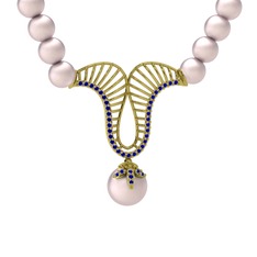 Norah İnci Kolye - Pembe inci ve lab safir 14 ayar altın kolye #n8a8n