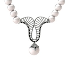 Norah İnci Kolye - Inci ve siyah zirkon 925 ayar gümüş kolye #om3u2u