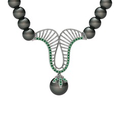Norah İnci Kolye - Siyah inci ve yeşil kuvars 925 ayar gümüş kolye #p1gwt4