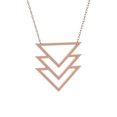 Tria Üçgen Kolye - 8 ayar rose altın kolye (40 cm rose altın rolo zincir) #11rsgn
