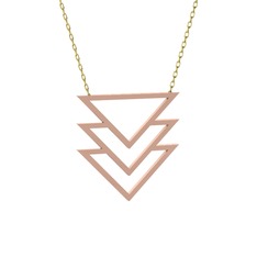 Tria Üçgen Kolye - 14 ayar rose altın kolye (40 cm gümüş rolo zincir) #r2iodf