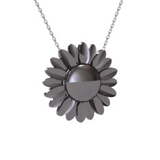 Ay Çiçeği Kolye - 925 ayar siyah rodyum kaplama gümüş kolye (40 cm beyaz altın rolo zincir) #14j5b4g