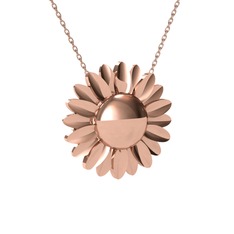 Ay Çiçeği Kolye - 14 ayar rose altın kolye (40 cm rose altın rolo zincir) #1he69fg