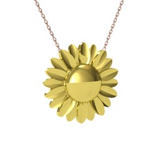 Ay Çiçeği Kolye - 18 ayar altın kolye (40 cm gümüş rolo zincir) #1jdt0lf
