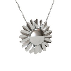 Ay Çiçeği Kolye - 925 ayar gümüş kolye (40 cm beyaz altın rolo zincir) #1kxti6l