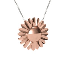 Ay Çiçeği Kolye - 8 ayar rose altın kolye (40 cm beyaz altın rolo zincir) #bt9uds