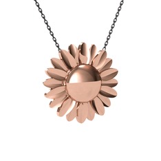 Ay Çiçeği Kolye - 18 ayar rose altın kolye (40 cm gümüş rolo zincir) #ovs79n