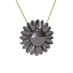 Ay Çiçeği Kolye - 925 ayar siyah rodyum kaplama gümüş kolye (40 cm gümüş rolo zincir) #zc2rb8