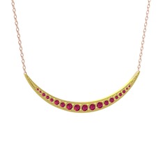 Lali Ay Kolye - Rodolit garnet 8 ayar altın kolye (40 cm rose altın rolo zincir) #11484zk