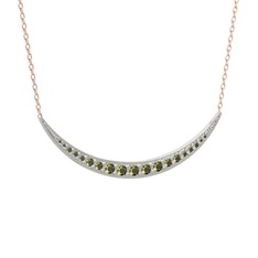 Lali Ay Kolye - Peridot 18 ayar beyaz altın kolye (40 cm rose altın rolo zincir) #119sjjc