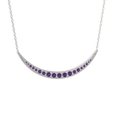 Ametist 14 ayar beyaz altın kolye (40 cm beyaz altın rolo zincir)