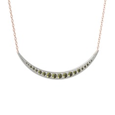 Lali Ay Kolye - Peridot 8 ayar beyaz altın kolye (40 cm rose altın rolo zincir) #11w430a