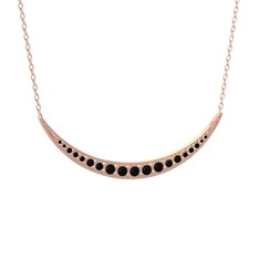Lali Ay Kolye - Siyah zirkon 14 ayar rose altın kolye (40 cm rose altın rolo zincir) #1224507