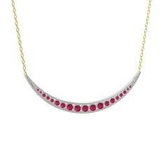 Lali Ay Kolye - Rodolit garnet 8 ayar beyaz altın kolye (40 cm altın rolo zincir) #12tpjs3