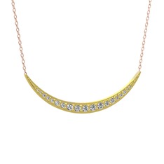 Lali Ay Kolye - Beyaz zirkon 14 ayar altın kolye (40 cm rose altın rolo zincir) #15hlmcq