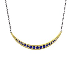 Lab safir 925 ayar altın kaplama gümüş kolye (40 cm gümüş rolo zincir)
