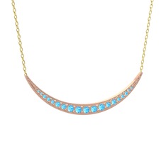 Lali Ay Kolye - Akuamarin 14 ayar rose altın kolye (40 cm altın rolo zincir) #16267yw
