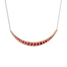 Garnet 925 ayar rose altın kaplama gümüş kolye (40 cm beyaz altın rolo zincir)