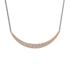 Beyaz zirkon 18 ayar rose altın kolye (40 cm gümüş rolo zincir)