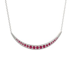 Lali Ay Kolye - Rodolit garnet 14 ayar beyaz altın kolye (40 cm beyaz altın rolo zincir) #18079l5
