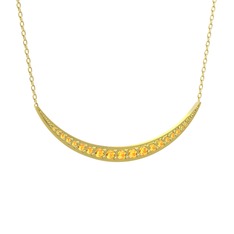 Lali Ay Kolye - Sitrin 18 ayar altın kolye (40 cm gümüş rolo zincir) #188xhbu