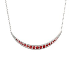 Garnet 925 ayar gümüş kolye (40 cm beyaz altın rolo zincir)
