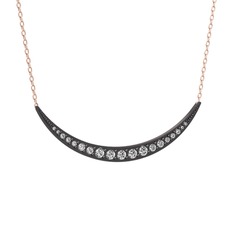 Lali Ay Kolye - Pırlanta 925 ayar siyah rodyum kaplama gümüş kolye (1.14 karat, 40 cm rose altın rolo zincir) #18exmib