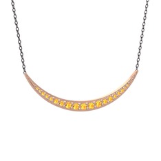 Sitrin 14 ayar rose altın kolye (40 cm gümüş rolo zincir)