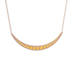 Lali Ay Kolye - Sitrin 925 ayar rose altın kaplama gümüş kolye (40 cm rose altın rolo zincir) #1b0x1jq