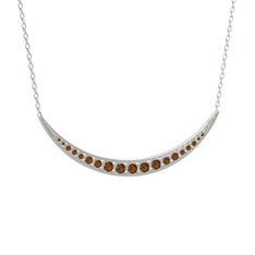 Lali Ay Kolye - Dumanlı kuvars 14 ayar beyaz altın kolye (40 cm beyaz altın rolo zincir) #1b88baf