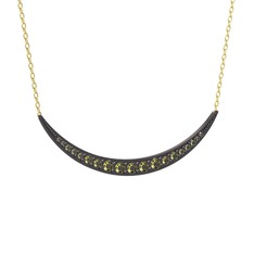Lali Ay Kolye - Peridot 925 ayar siyah rodyum kaplama gümüş kolye (40 cm altın rolo zincir) #1cbvgg9