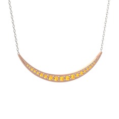 Lali Ay Kolye - Sitrin 14 ayar rose altın kolye (40 cm beyaz altın rolo zincir) #1d44qne