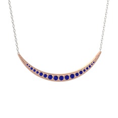 Lab safir 18 ayar rose altın kolye (40 cm beyaz altın rolo zincir)