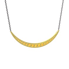 Lali Ay Kolye - Sitrin 14 ayar altın kolye (40 cm gümüş rolo zincir) #1ea0458