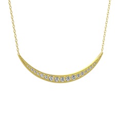 Lali Ay Kolye - Beyaz zirkon 925 ayar altın kaplama gümüş kolye (40 cm altın rolo zincir) #1eiynzg