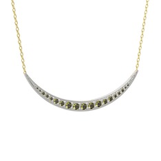 Peridot 8 ayar beyaz altın kolye (40 cm altın rolo zincir)